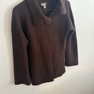 J. Jill Dark Brown Knit Cape Cashmere Cardigan